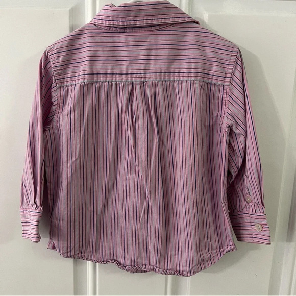 Baby Gap toddler boys 2 years 2T pink blue stripe dress shirt - Picture 6 of 8